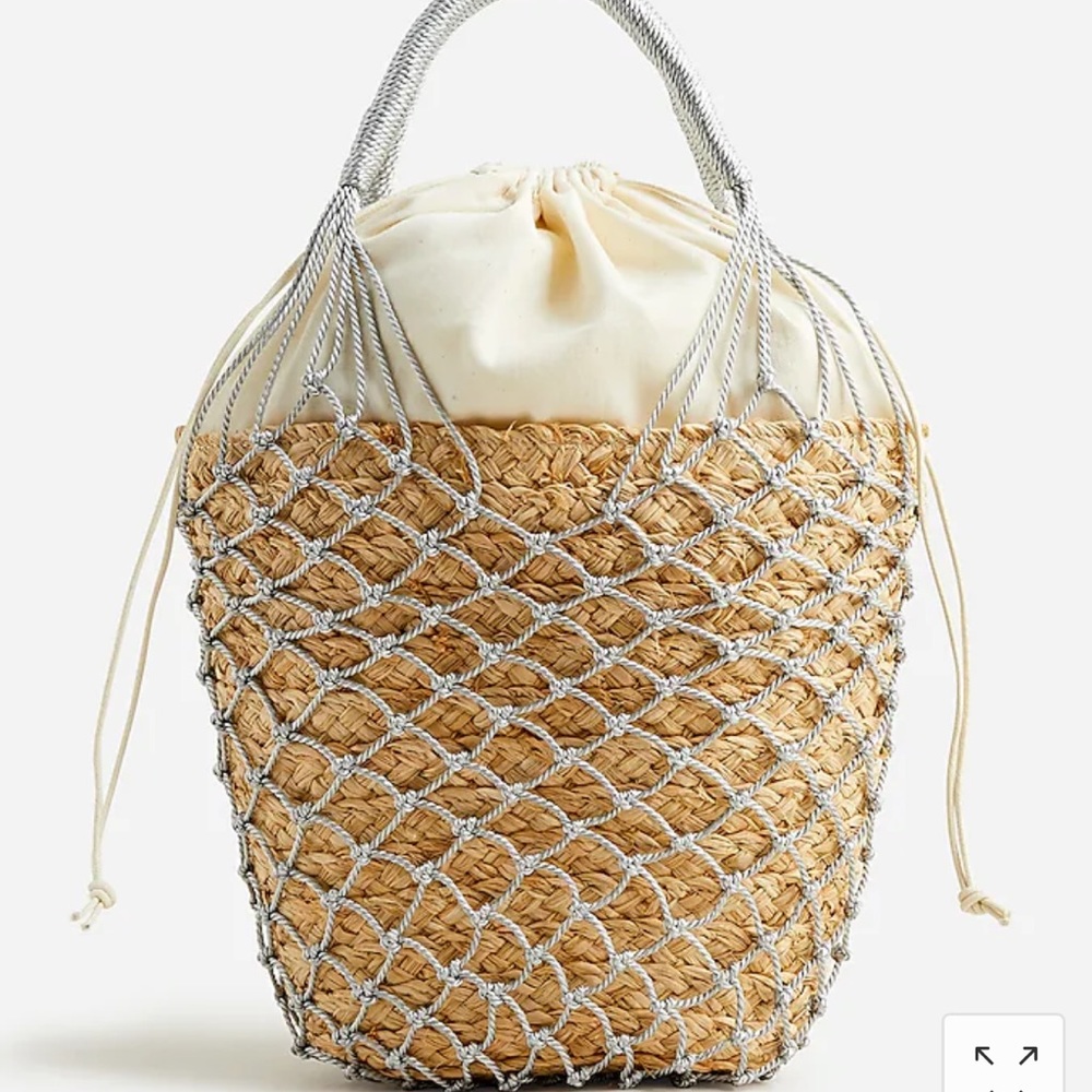 NWT J Crew Basket Bag in Metallic Silver